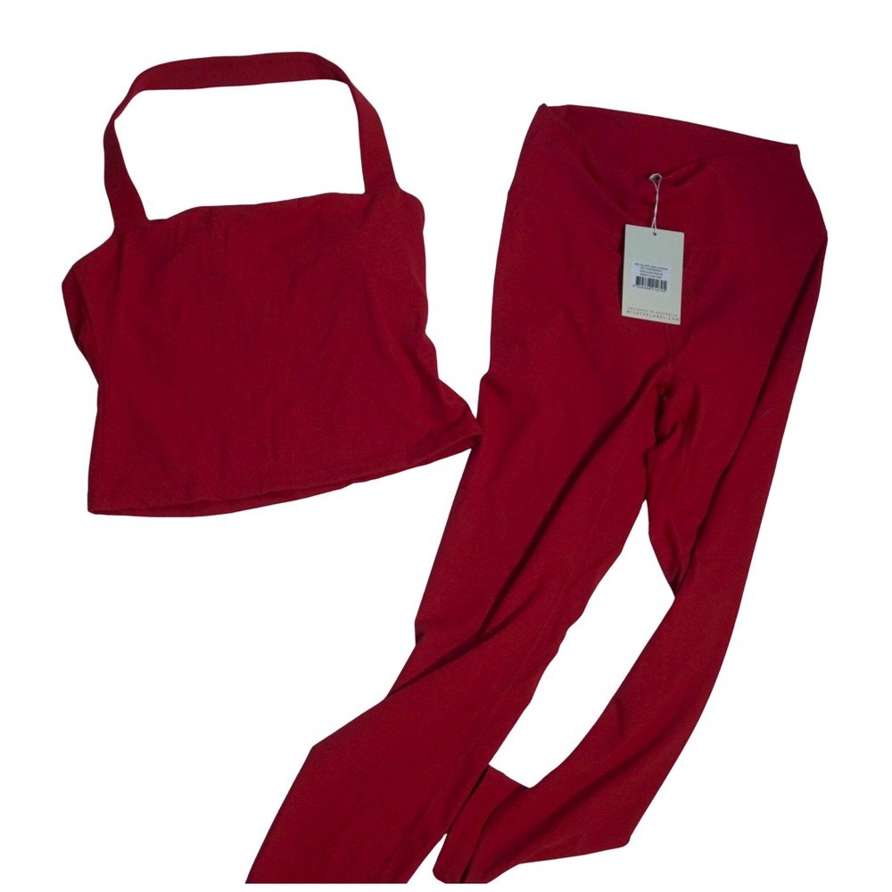 Wilo The Label 2PK Halter Tank Legging Set Raspberry Pink WWCL494-RSP-M Womens M - Picture 3 of 12